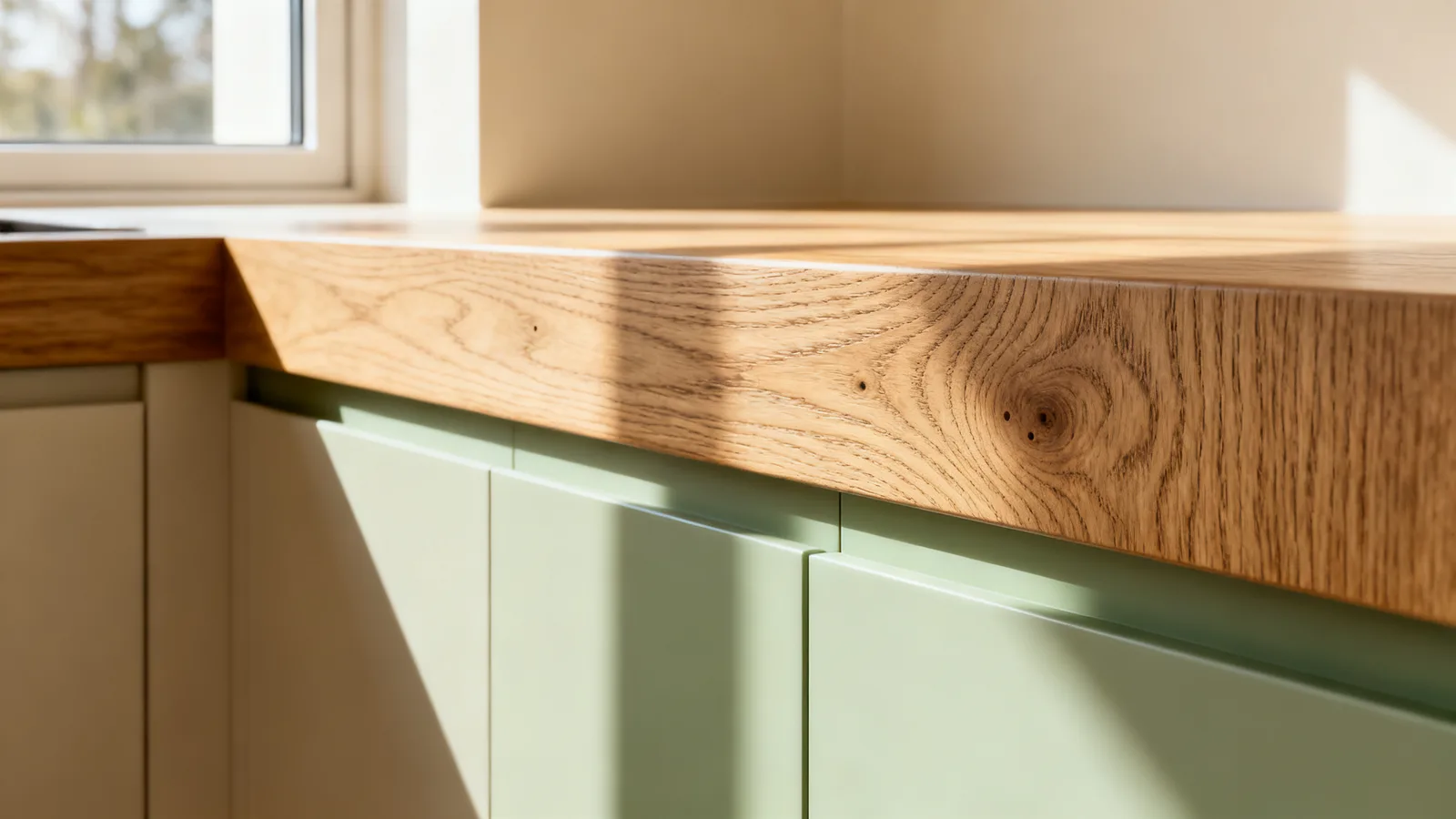 Superficie efecto madera con poro sincronizado en primer plano
