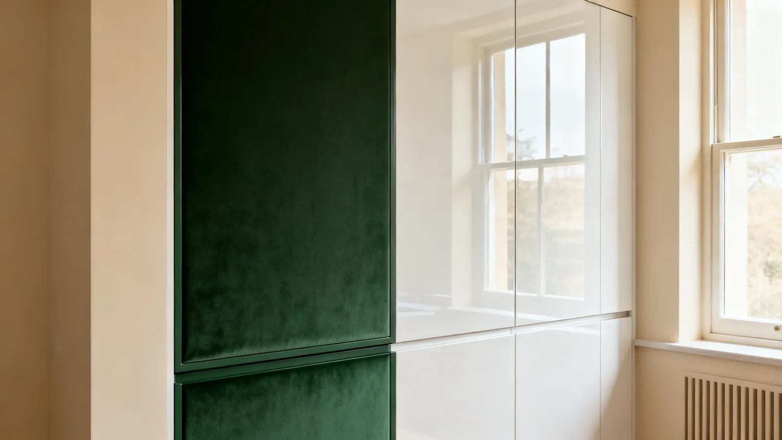 Frentes lacados: verde ultramate junto a blanco ultrabrillo