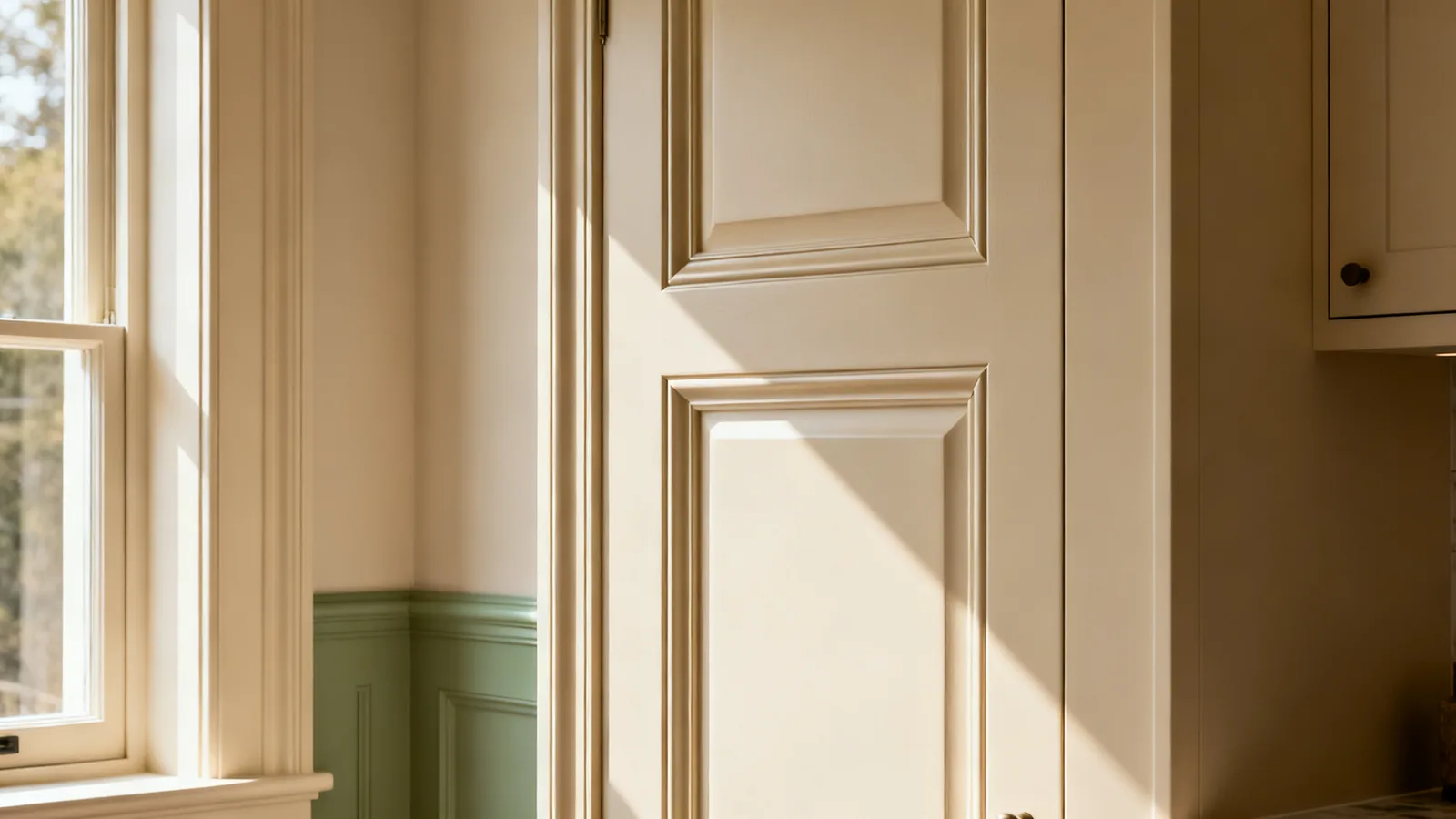 Puerta con bisel a inglete y sombra marcada del perfil